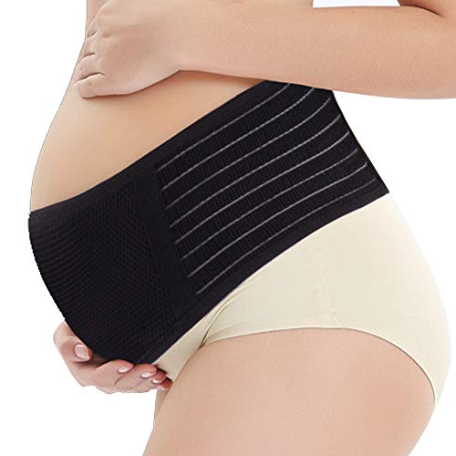 WANYI Fajas Embarazo Premamá 120CM Cinturón de Embarazo, Embarazo Cinturon Ajustable Cinturón Apoyo Abdominal Transpirable Embarazadas Mujeres para Evitar Dolor Espalda (Negro)